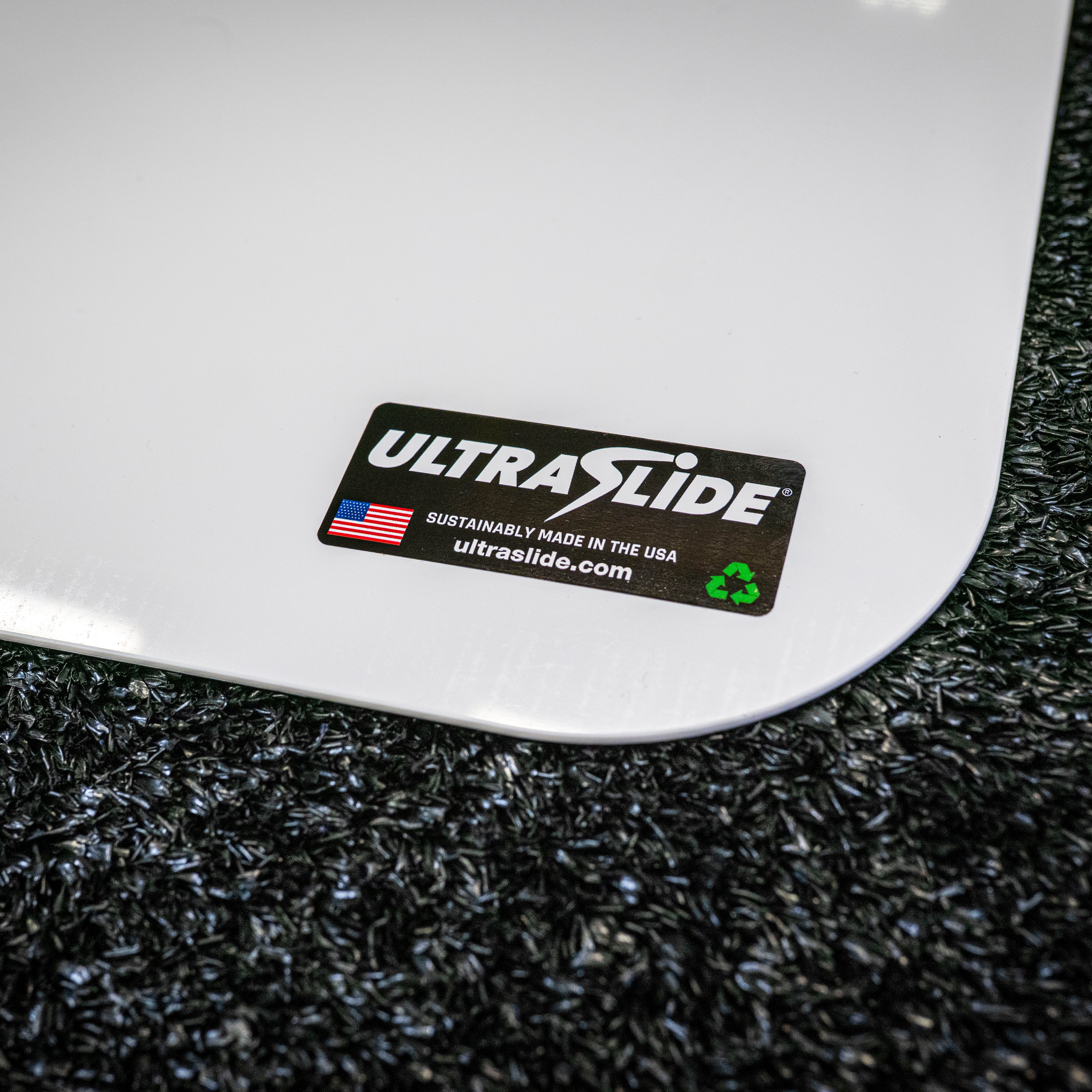 ULTRASLIDE sticker confirming its sustainable manufacture in the USA