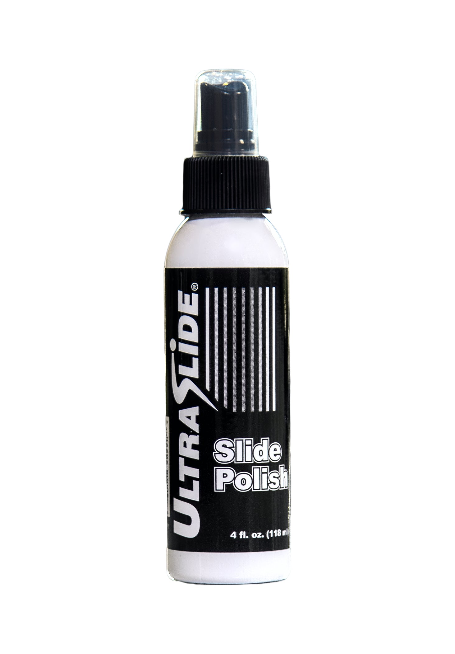 Bottle of UltraSlide Slide Polish on a white background