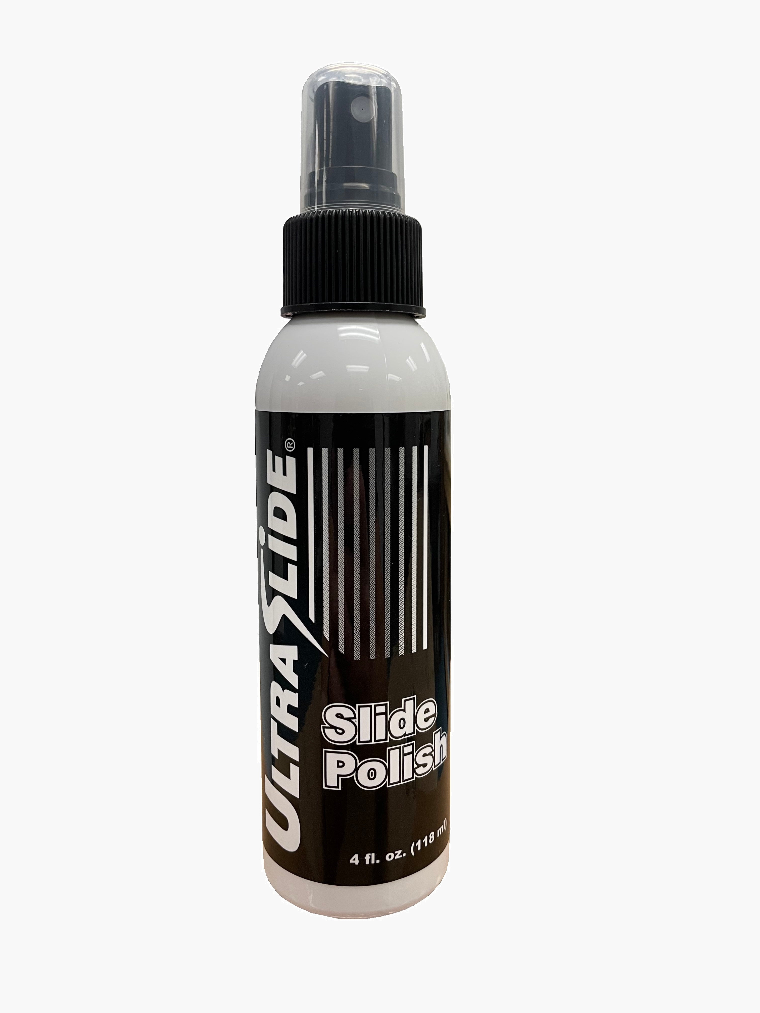 Bottle of UltraSlide Slide Polish on a white background